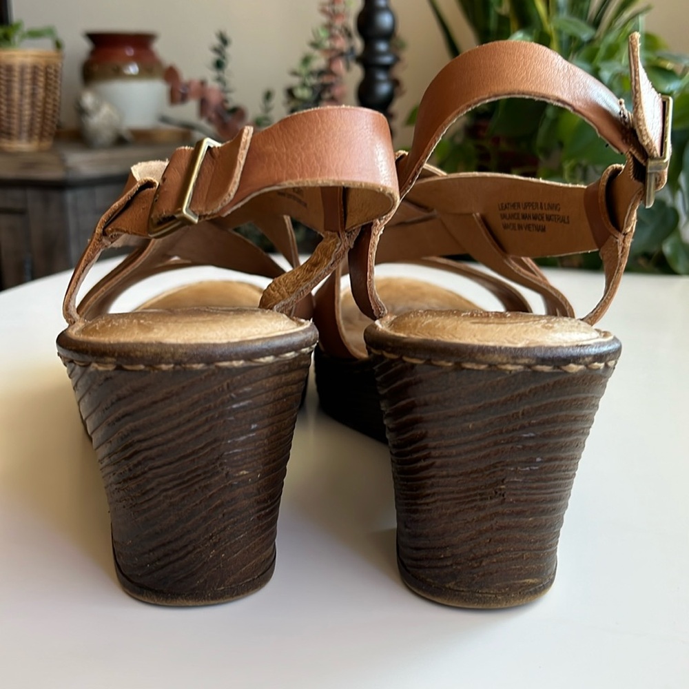 Born Tan Leather Wedge Sandals - Picture 9 of 10